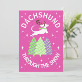 Dachshund à travers la carte de Noël de neige (Debout devant)