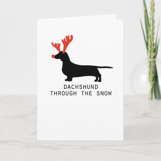 Dachshund À Travers La Carte De Noël Neige (Devant)