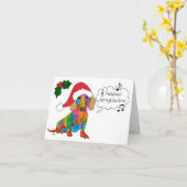 Dachshund À Travers La Carte De Voeux De Noël De N (Fleur jaune)