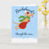 Dachshund À Travers La Carte Neige (Fleur jaune)