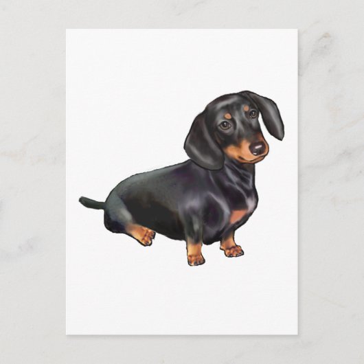 Dachshund (A) - Zwart en Lichtbruin Briefkaart (Voorkant)