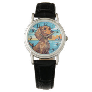 Dachshund aan het strand horloge
