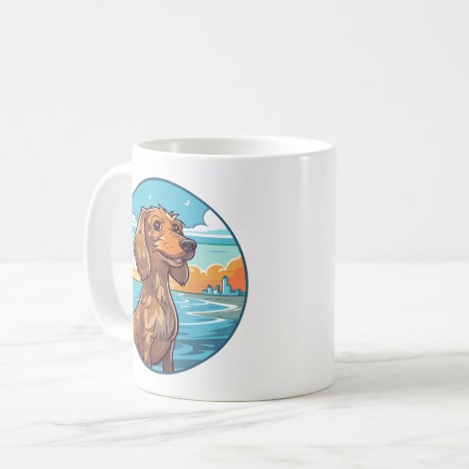 Dachshund aan het strand koffiemok (Voorkant links)