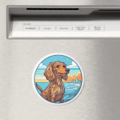 Dachshund aan het strand magneet (Insitu (Vaatwasser))