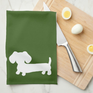 Dachshund Aardse Groene Schotel Handdoek Wiener Ho
