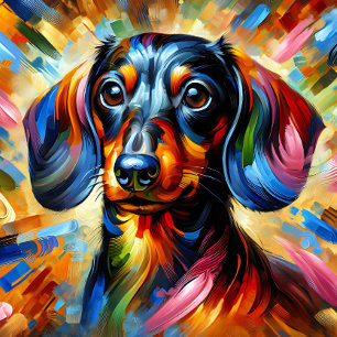 Dachshund Acrylprint Kleurrijk Levendig Legpuzzel