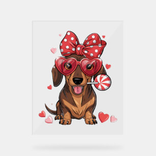 Dachshund adorable avec lunettes en forme de cœur