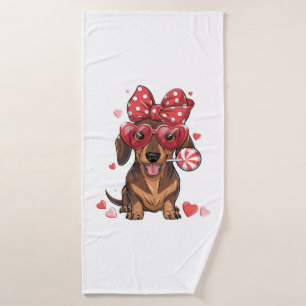 Dachshund Adorable Dans Lunettes En Forme De Coeur