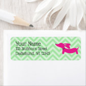 Dachshund Adresetiketten Preppy roze en groen Etiket (Insitu)