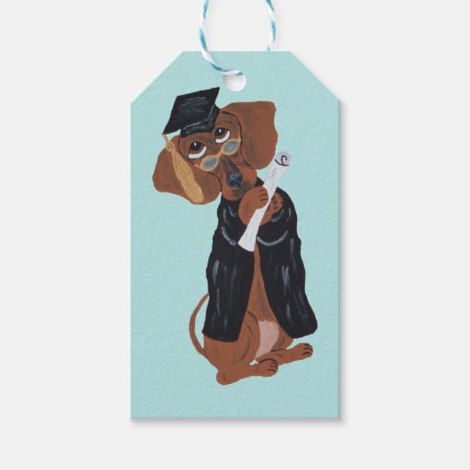Dachshund Afgestudeerde Cadeaulabel (Voorkant)