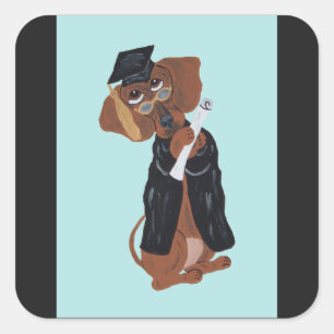 Dachshund Afgestudeerde Vierkante Sticker