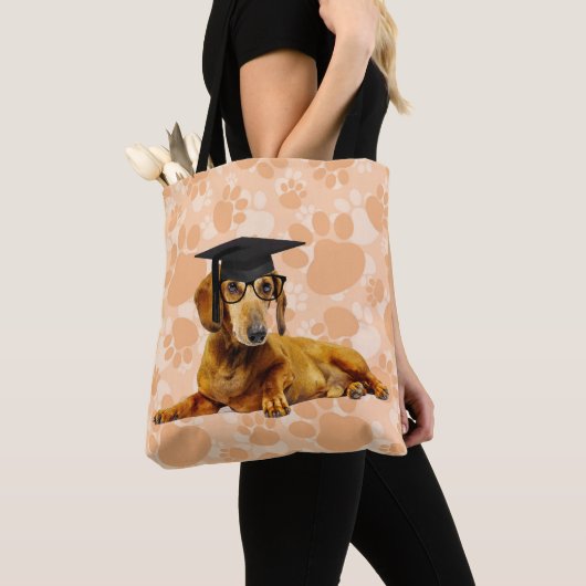 Dachshund Afstuderen Canvas tas (Dichtbij)