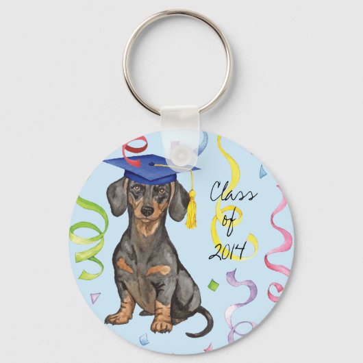 Dachshund Afstuderen Sleutelhanger (Voorkant)