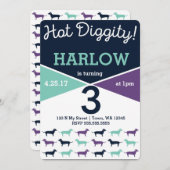 Dachshund aka Wiener Dog Invitation d'anniversaire (Devant / Derrière)