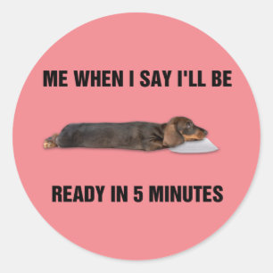 Dachshund, als ik zeg dat ik over 5 minuten klaar ronde sticker