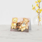 "Dachshund and Bear Friends" Carte pour notes d'ar (Fleur jaune)
