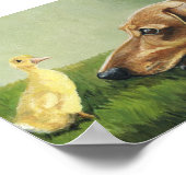 "Dachshund and Ducking" Dog Art Canvas Afdrukken Poster (Hoek)