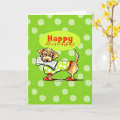 Dachshund Apples Happy Birthday Kaart (Gele Bloem)