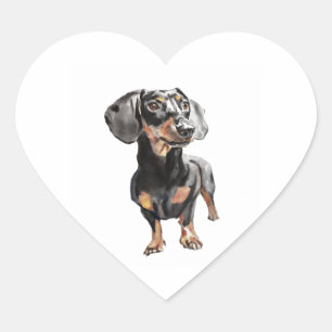 Dachshund Aquarel, Worst Hond Muurkunst Hart Sticker