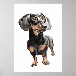 Dachshund Aquarel, Worst Hond Muurkunst Poster