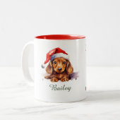 Dachshund Aquarelle Christmas Mug (Devant gauche)