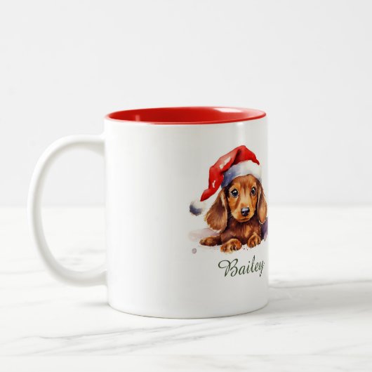Dachshund Aquarelle Christmas Mug (Gauche)