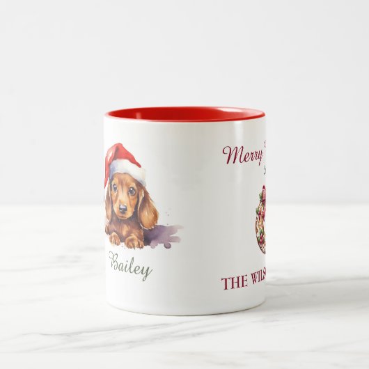 Dachshund Aquarelle Christmas Mug (Centre)