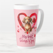 Dachshund Aquarelle Valentines Jour Latte Mug (Angle droit)