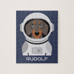 Dachshund Astronaut met naam Legpuzzel