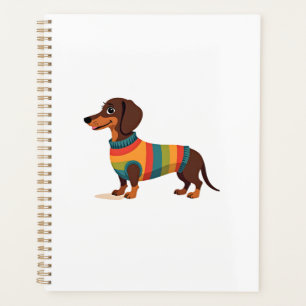 Dachshund au pull vintage arc-en-ciel Chien long m