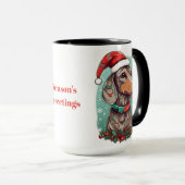 Dachshund avec la Mug de Santa Hat, Dachshund Love (Devant droit)