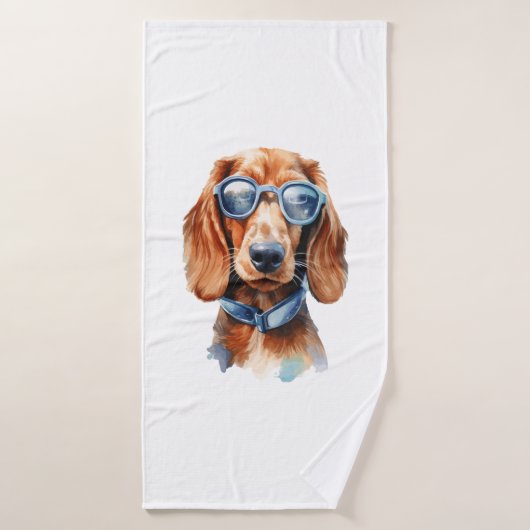 Dachshund avec lunettes de soleil (Serviette de bain)
