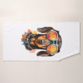Dachshund avec lunettes de soleil (Serviette de bain)