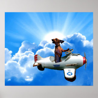 "Dachshund Aviator" door Zermeno Poster