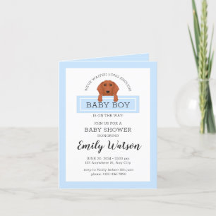 Dachshund Baby shower Boy Invitation Bedankkaart