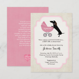 Dachshund Baby shower Girl Invitation Kaart