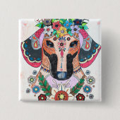 Dachshund badge vierkante button 5,1 cm (Voorkant)