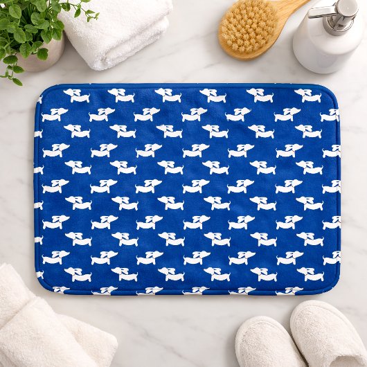 Dachshund Bath Mat Blue Doxie Rug Bathroom Mat