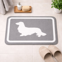 Dachshund Bath Mat Gray Doxie Bathroom Rug