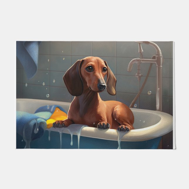 Dachshund Bathtime Fun Deurmat (Voorkant)
