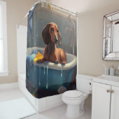 Dachshund Bathtime Fun Douchegordijn (In situ)