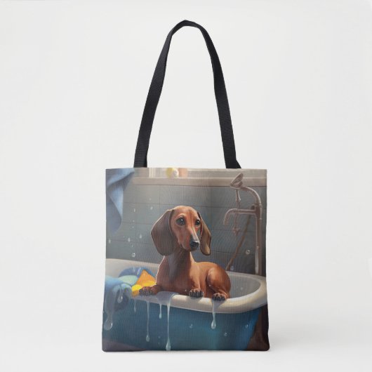 Dachshund Bathtime Fun Draagtas (Voorkant)