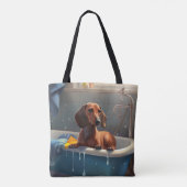 Dachshund Bathtime Fun Draagtas (Achterkant)