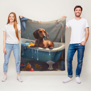 Dachshund Bathtime Fun Fleece Deken