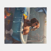 Dachshund Bathtime Fun Fleece Deken (Voorkant (Horizontaal))