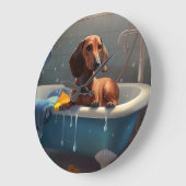 Dachshund Bathtime Fun Grote Klok (Hoek)