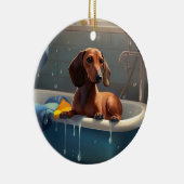 Dachshund Bathtime Fun Keramisch Ornament (Rechts)