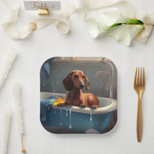 Dachshund Bathtime Fun Papieren Bordje