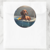 Dachshund Bathtime Fun Ronde Sticker (Tas)
