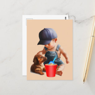 Dachshund Beach Day Briefkaart Art